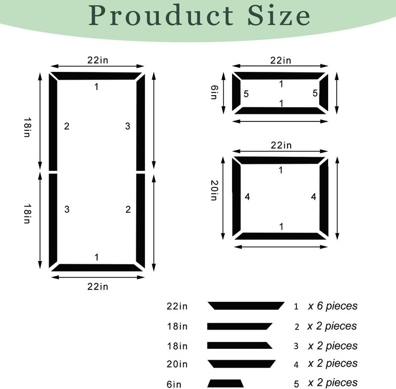 TRAIN2 ART 1 Set Peel and Stick Door Moulding Kit, Self-Adhesive Pre.Assembled Door Panel Trim for Wall Mirror Window Frame Decor (Top 22"x36" Middle 22"x6" Bottom 22"x20") - Image 2